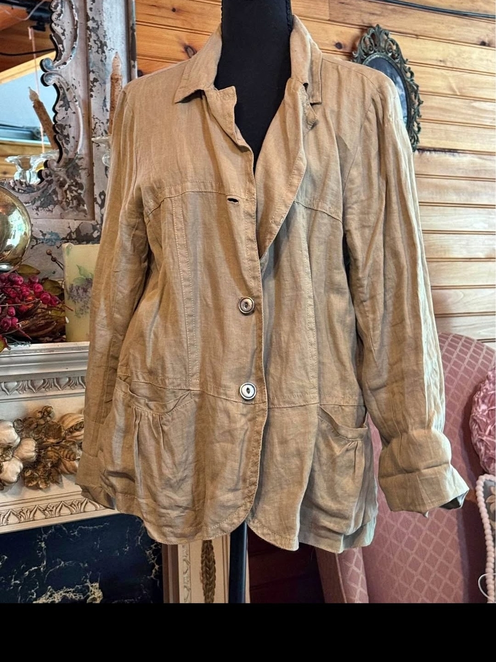 Johnny Was Lightweight Tan Button-Front Jacket